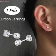 1 Pair (2pcs) Titanium Stainless Diamond Earrings for Men Women Titanium Earring Stainless Steel Ear