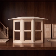 Miniature Pavilion Wooden Miniature Gazebo Dollhouse Shell Polygonal Fairy Garden Ornament Lightweig