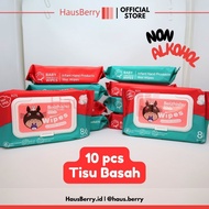 10 Pcs Tissue Basah Lembut & Non Alkohol Cocok Untuk Kulit Bayi Sensitif