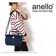 日本 Anello 深藍色 手挽斜咩 兩用 小水桶袋