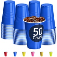 DecorRack Blue Plastic Cups, 9 oz Disposable Cups (50 Count)