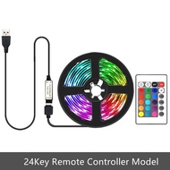 ไฟ LED Strib RGB 24-Key รีโมทคอนโทรล SMD 5050สีตัวแปรทีวีไฟแบ็คกราวด์ USB แหล่งจ่ายไฟ30led/MDc5V ยืด