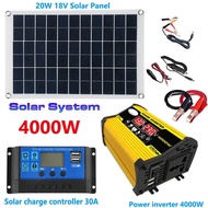 110v/220v Solar Power System 20w Solar Panel 30a Controller 4000w 6000w Inverter Power Generation Ki