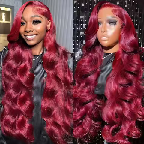 99J Burgundy Lace Frontal Wig 13x6 Body Wave Lace Front Wig13x4 HD Transparent Lace Frontal Wig Huma