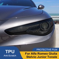 For Alfa Romeo Giulia Stelvio Junior Tonale Car Headlight TPU PPF Protective Film Smoke Black Pre Cu