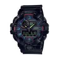 [100% ORIGINAL G SHOCK] Casio G-Shock GA-700 Lineup Virtual Rainbow Series Black Resin Band Watch GA700RGB-1A GA-700RGB-1A (watch for man / jam tangan lelaki / casio watch for men / casio watch / men watch / watch for men)