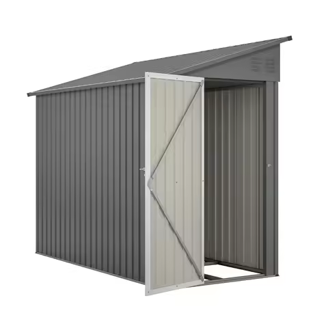 4x8FT Metal Lean To Storage Shed,Wall Mount Design,Garden Outdoor Storage Cabinet, Custom