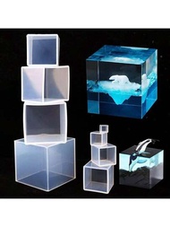 1 件水晶膠和矽膠模具,用於 Diy 珠寶製作,鏡面立方體裝飾品模具,帶環氧樹脂矽膠模具
