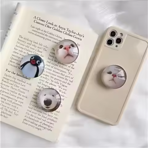 3D Cat Dog Clear Ball New Mobile Phone Holder Bracket Expanding Stand Finger Holder For IPhone Huawe