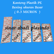 PLASTIK PE BENING UK 60X100/50X85/50X75/40X60/35X50/KANTONG PLASTIK PE /PLASTIK IKAN (PE JERUK)