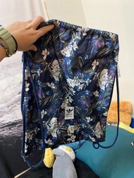 Adidas 藍花束口後背包（前方有小口袋）