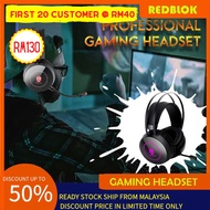 🔥 READY STOCK 🔥 Redblok 7.1 Headset  Gaming Mic RGB Breathing Light USB Headphone Surround Sound  Mi