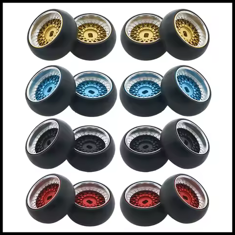 RCAWD 4pcs/set alloy RC wheel rim+RC drift tire for 1/28 Wltoys K969 K989 P929 kyosho rally model ca