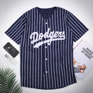 Dodgers navy Striped baseball Jersey Sport Shirt