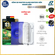 Kính Cường Lực DEKEY cho Iphone 16 Series/ 15 Series Không Lẹm Viền Kèm Khung Trợ Dán MASTERGLASS 3D