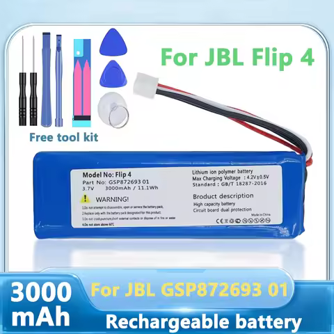 3.7v 3000mAh Battery For JBL Flip 4 Flip4 Rechargeable Battery GSP872693 01 For JBL Speaker Flip 4 F