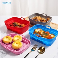 SEA_Air Fryer Grill Pan Collapsible Air Fryer Silicone Liners Rectangle Foldable Reusable Air Fryer Basket Non-Stick Heat Resistant Baking Pan