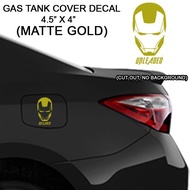Gas Tank Cover Decal Car Sticker - IRNMN FACE UNLEADED Sticker Waterproof Weatherproof MATTE GOLD