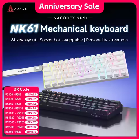 Ajazz NK61 Wired Mechanical Keyboard 60% Mixed Color RGB Hot-Swap 61 Keys Gaming Keyboard Rad Switch