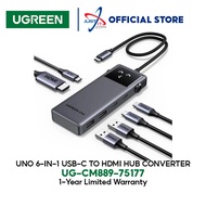 UGREEN UNO 6-IN-1 USB-C TO HDMI 4K@60HZ+3USB-A+1USB-C HUB CONVERTER - ( UG-CM889-75177 )