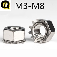 304 Stainless Steel K-Shaped Nut M3-M8 Metric Toothed Nut Nut Multi-Tooth K-Shaped Lock Nut M3M4M5M6