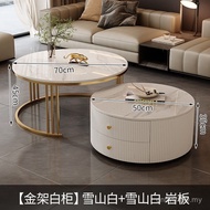 Marble Simple Round Rock Coffee Table Board Table Household Modern Luxury Table Small Living Room Si