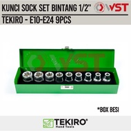 Tekiro 9Pcs Star Socket Wrench Set E10-E24 1/2" / Star Socket 1/2 Inch