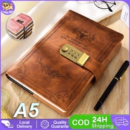 A5 200-page notebook / Notebook with password lock Leather notebook