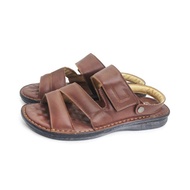 W&M 牛皮輕量魔鬼氈2穿涼拖鞋 男鞋-咖啡色