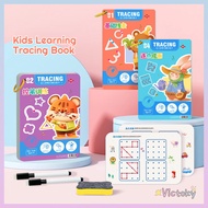 Victoky Reuseable Activity Book for Kids Pen Control Training Tracing Book For Kids Erasable Magic T