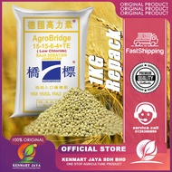 1kg Baja Agrobridge import npk 15-15-6-4+TE/ baja SUBUR buah / baja sebatian / Jabatan fertilizer im