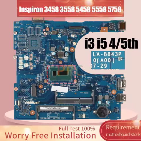 Motherboard DELL Inspiron Laptop For DELL Inspiron 3458 3558 5458 5558 5758 Laptop Motherboard LA-B8
