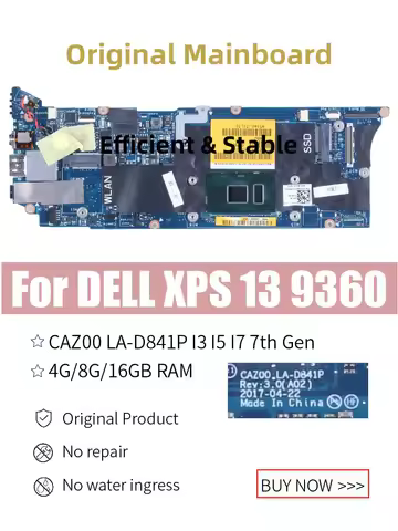 CAZ00 LA-D841P For DELL XPS 13 P54G 9360 Laptop Motherboard I3 I5 I7 7th Gen CN-0VMMP2 0VMMP2 0823VW