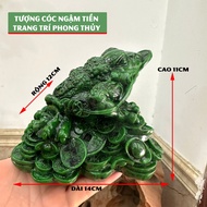 Feng shui 3-legged toad stone statue - Feng shui toad statue holding gold coins and feng shui fortun