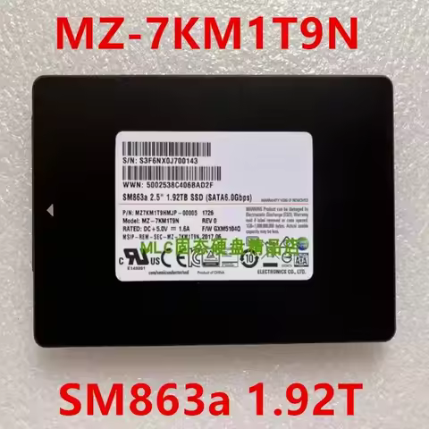Original New Solid State Disk SM863a 2.5" 1.92TB SATA SSD For MZ-7KM1T9N