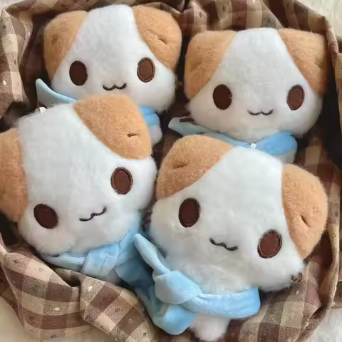 Masyumaro Fluffy Fuwa Nyanko Cat Plush Keychain Charm Keychain Kawaii Anime Women Bag Keychains Masc