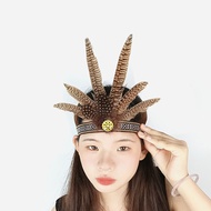 Halloween Indian Feather Headband Savage Chief Show Kindergarten Performance Props Cock Feather Stag