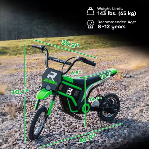 24V Electric Motorcycle for Teens 143 lbs Capacity 149 MPH Max Speed 12 Inch Air Tires Music Horn Li