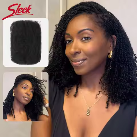 Afro Kinky Bulk Human Hair Extensions QVR US Local Shipping Natural Black/Brown Lightweight For Brai