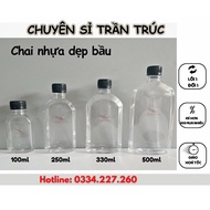 [Fast] Combo 10 Flat Plastic Bottles 100ml-250ml- 330ml -500ml With Black Cap &amp; Aluminum Cap - Chuyensitrruc