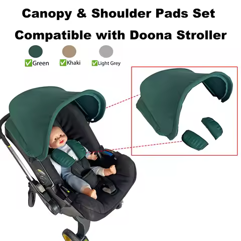 For Doona Baby Stroller Canopy & Shoulder Pads – Fits Doona+ / I Car Seat, Sunshade, Grey/Khaki/Gree