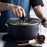 華發 - 日本麥飯石24cm易潔雙耳鍋,湯鍋,湯煲,電磁爐適用(新舊包裝盒隨機配送)