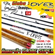 คันตกปลา คันสปินนิ่งหมาป่า LINE WINDER รุ่น GLOBE SUPER ด้ามก๊อกเคลือบ (คันสปิ้นแบบ 2 ท่อน)