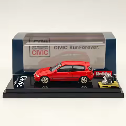 1/64 for CIVIC (EG6) Sir-S With Engine Display Model Milano Red HJ641017SR Diecast Models Car Collec