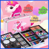 145pcs Art set Unicorn Design Aluminium Case Painting Pen Set Alat Tulis Cat Air Pens Crayon Marker 