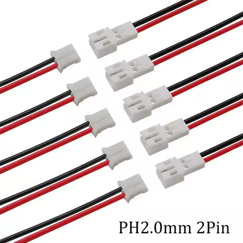 JST PH 2.0mm 2 Pin Male Female Cable Connector 2.0mm Pitch 2 Pin JST PH2.0 Plug Socket Terminals Wir