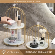 Aesthetic Cosmetic Shelf Gold Bird Cage Shelf/ Iron Makeup Shelf/ Marble Glass Shelf/ - Premium