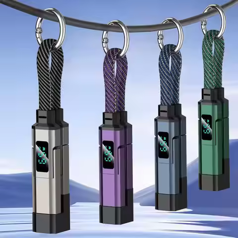 4 in 1 65W Fast Charging Cable Keychain 65W Type C Data Cable with Digital Display For Phones/Tablet