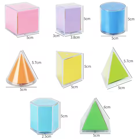 12pcs Transparent 3D Geometric Shape Teaching Aids Montessori Toys Visual Teaching Aids Volume Shape