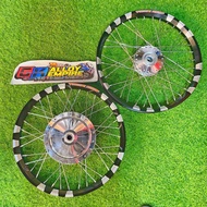 SET RIM ALLOY EGO , NOUVO S, AVANTAZ, SOLARIZ, EGO LC SIZE RIM 17 x 1.40 DEPAN BELAKANG SIAP STRING 